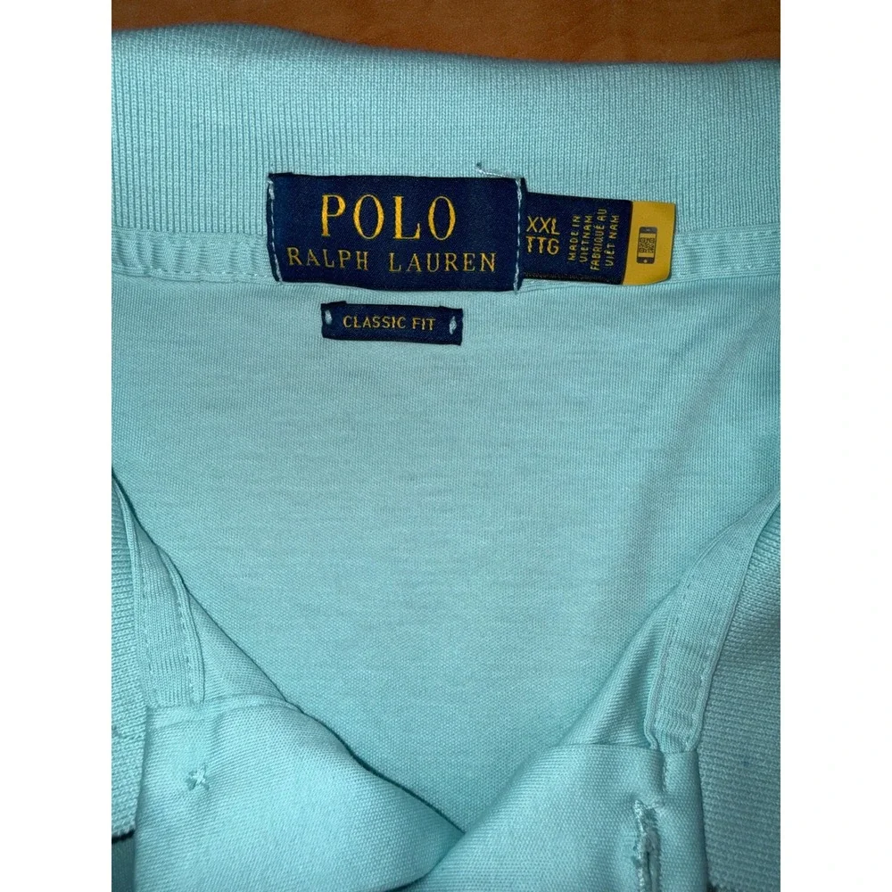 Polo Ralph Lauren Mens XXL Classic Fit Short Sleeve Polo Shirt Light Blue Aqua